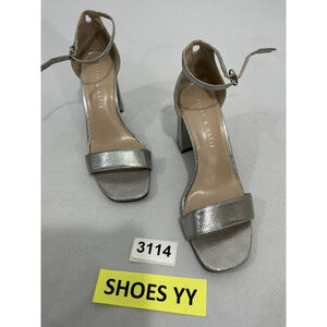Womans Kelly & Katie Kkcaital 7.5 M Silver One Band Ankle Buckle Heel Sandals